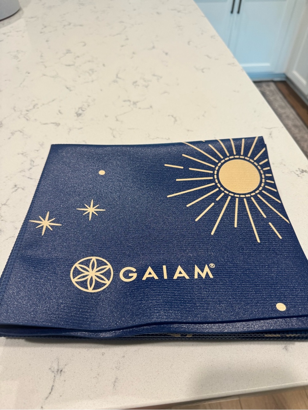 GAIAM Navy and Gold Celestial Travel Yoga Mat